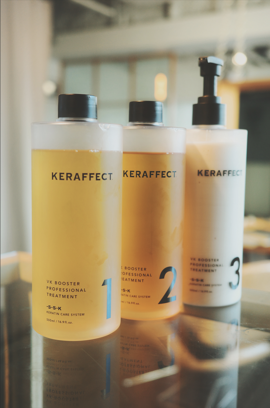 KERAFFECT keratin treatment — a Japanese keratin smoothing service offered at HIKARU TERADA, ideal for color-treated, bleached, or curly hair in Tokyo's humidity.
